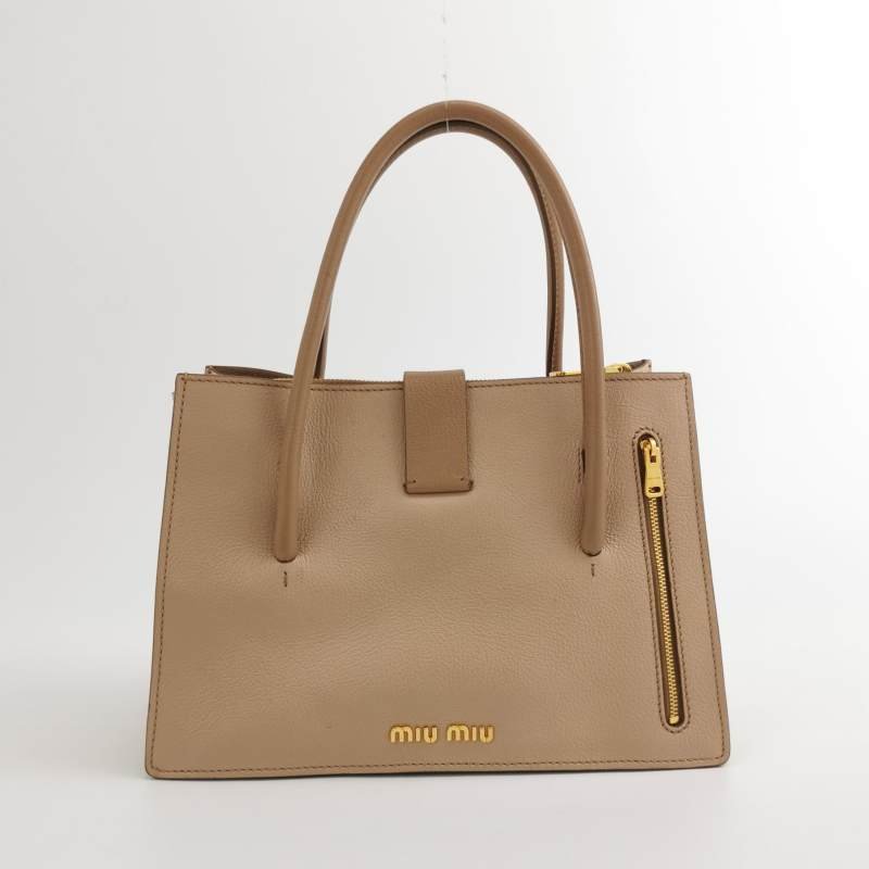 Miu Miu Madras羊皮純色字母logo金屬扣單肩包-4