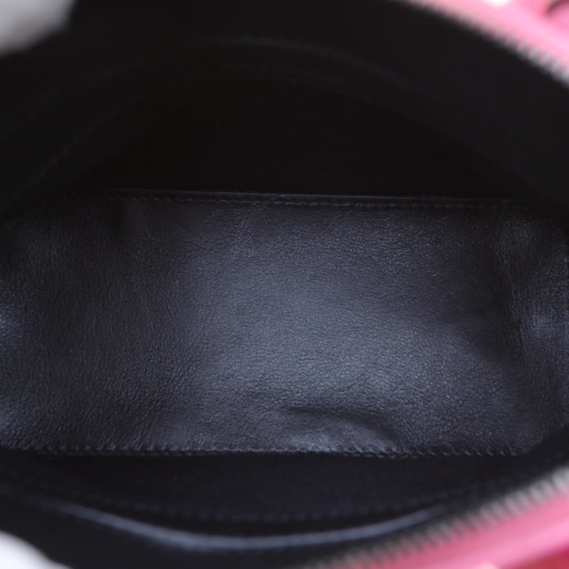 BALENCIAGA 玫紅牛皮滿印logomini貝殼包肩背包-5