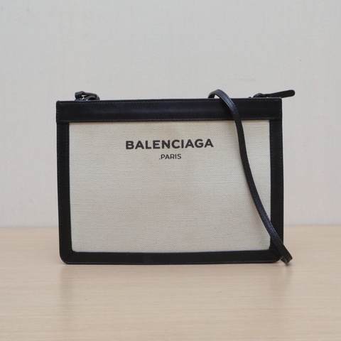 BALENCIAGA 拼色帆布風琴包斜挎包