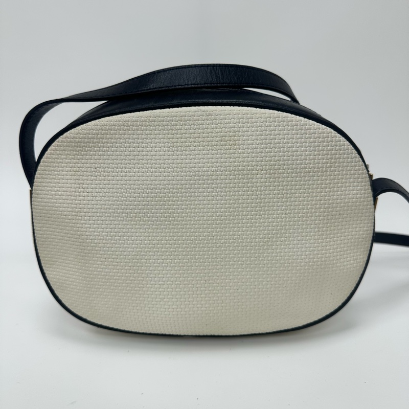 YSL Vintage 中古白色編織皮革信封斜背包包-5