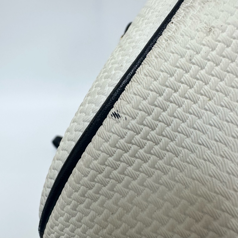 YSL Vintage 中古白色編織皮革信封斜背包包-15