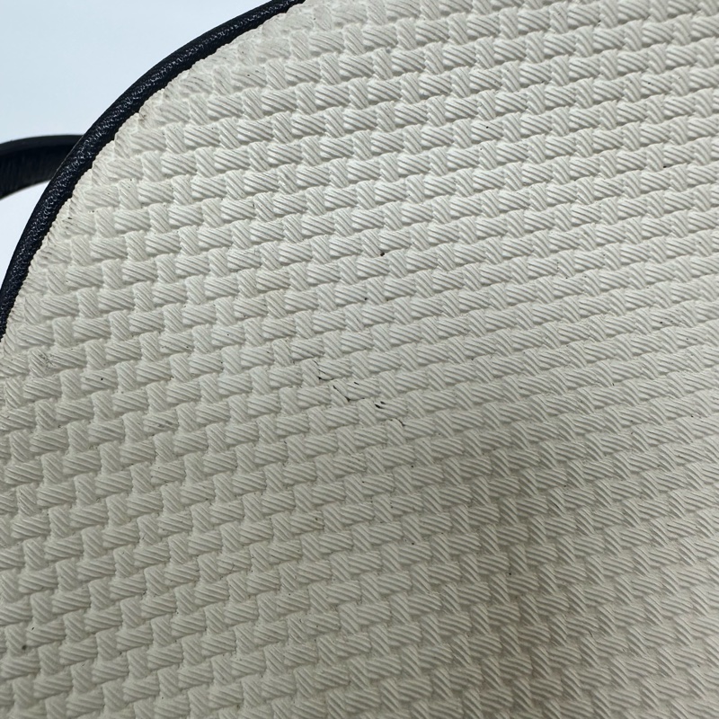 YSL Vintage 中古白色編織皮革信封斜背包包-21