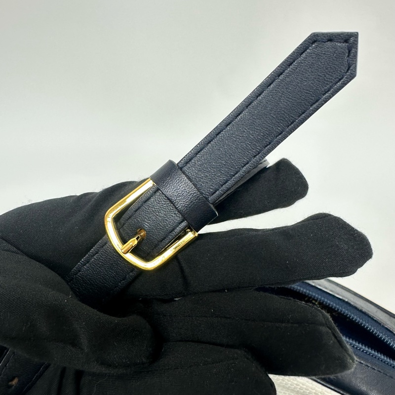 YSL Vintage 中古白色編織皮革信封斜背包包-23