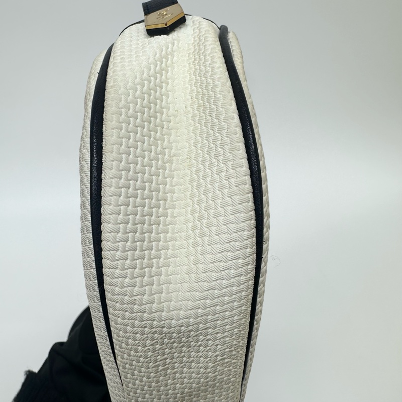 YSL Vintage 中古白色編織皮革信封斜背包包-24