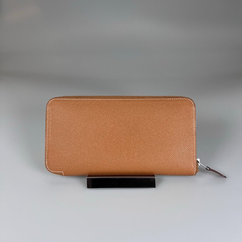 HERMES U刻 金棕絲巾長夾-1