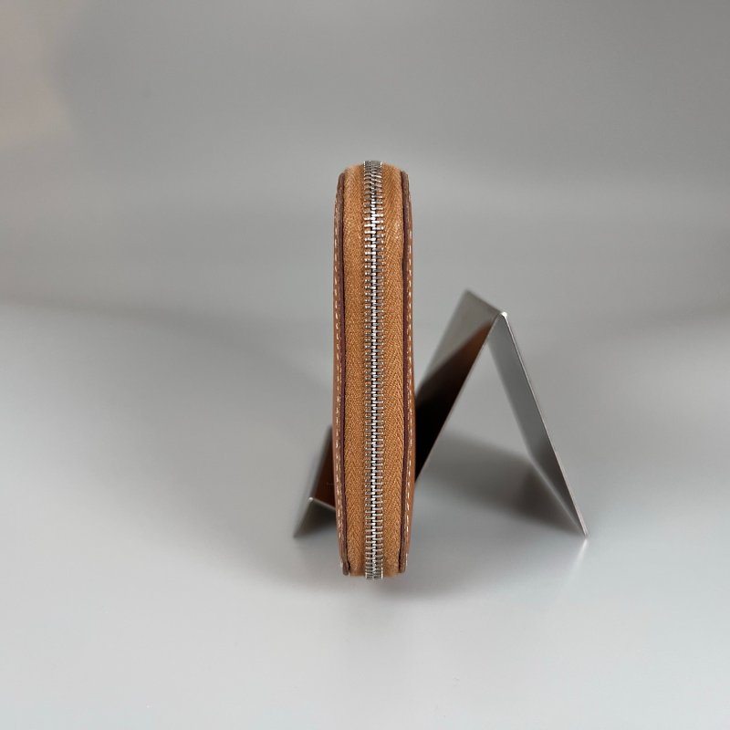 HERMES U刻 金棕絲巾長夾-2