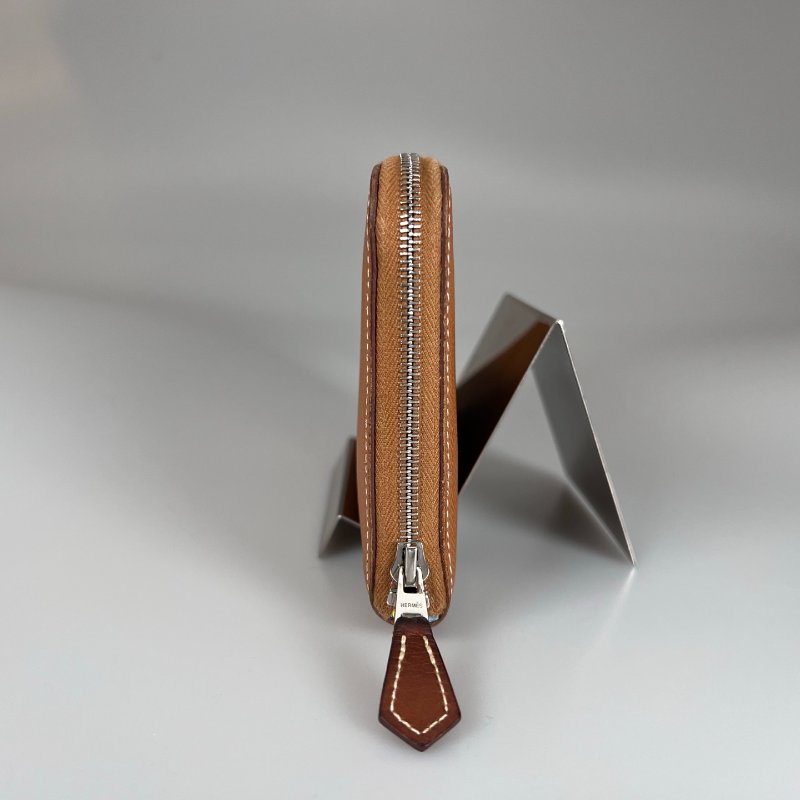 HERMES U刻 金棕絲巾長夾-3