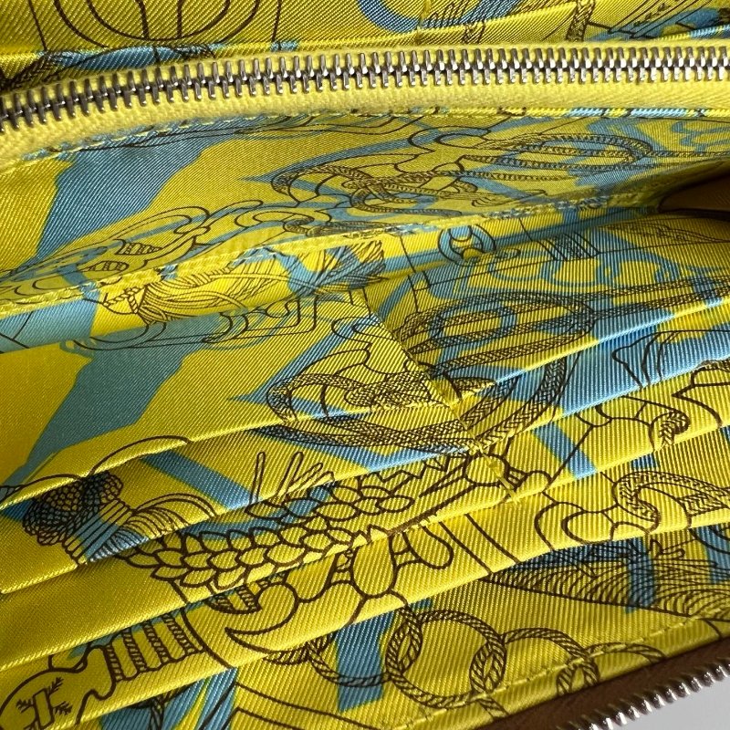 HERMES U刻 金棕絲巾長夾-7