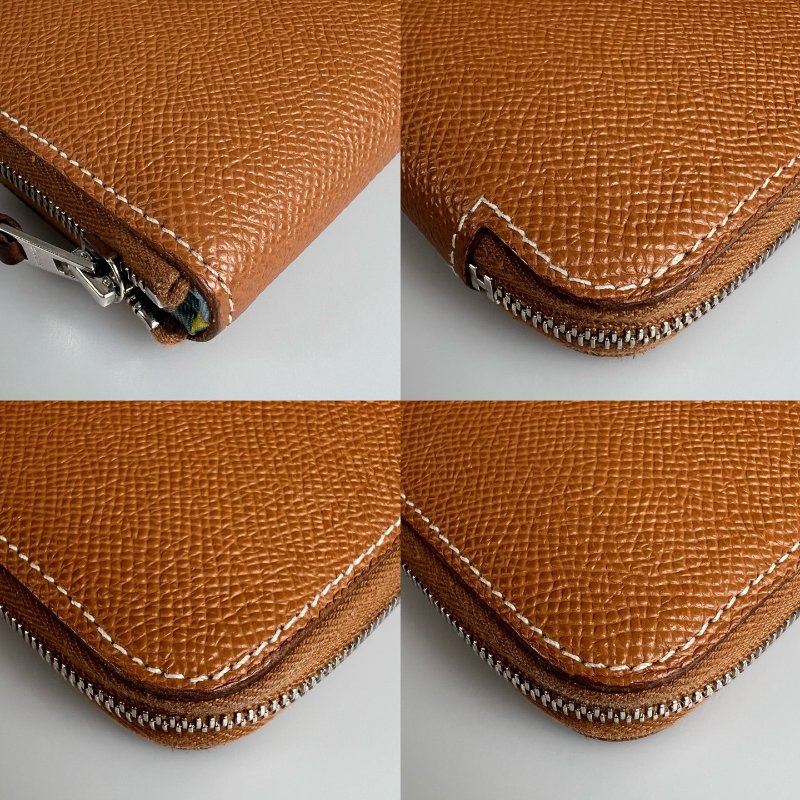 HERMES U刻 金棕絲巾長夾-8