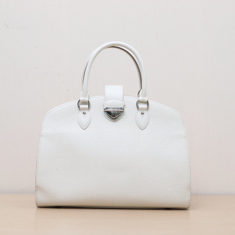 LOUIS VUITTON 白色EPI水波紋牛皮PONTNEUF手提包醫生包-0