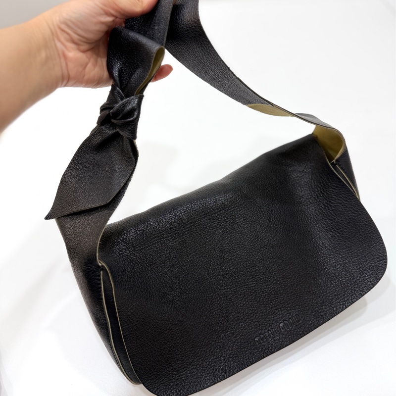 MIU MIU Vintage 蝴蝶結 黑色牛皮 肩背包 側背包 手提包-0