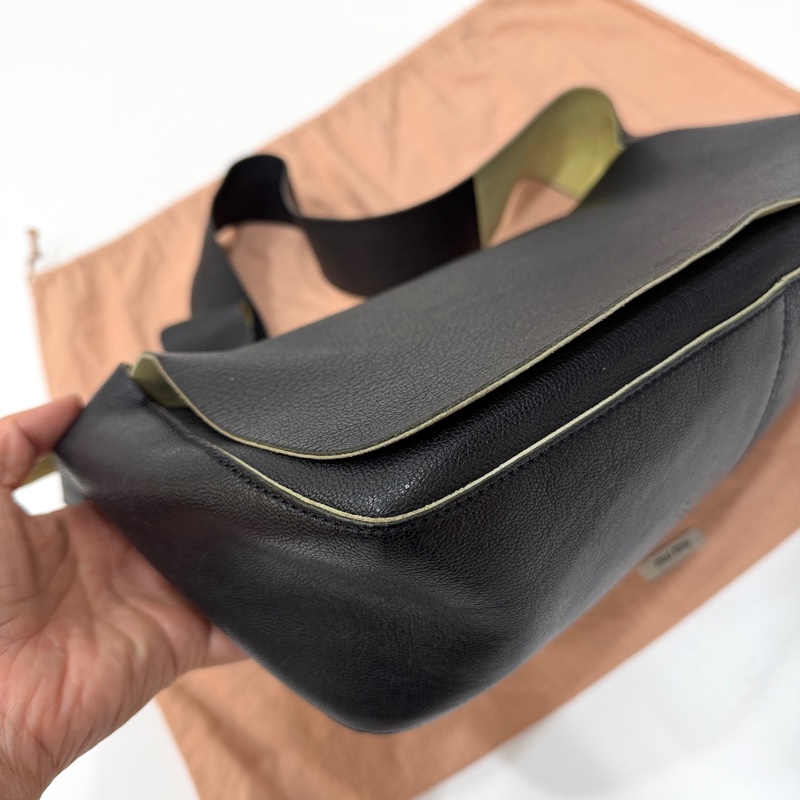 MIU MIU Vintage 蝴蝶結 黑色牛皮 肩背包 側背包 手提包-5