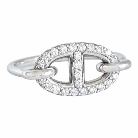 HERMES Farandole 18K白金 滿鑽豬鼻子🐽 戒子