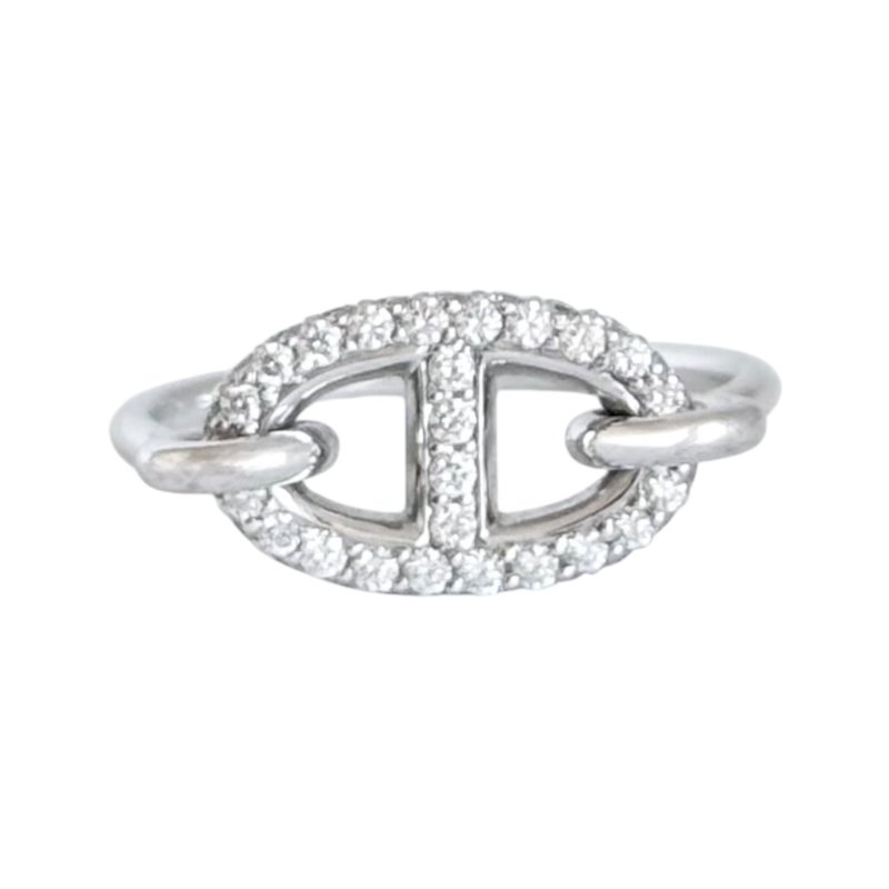 HERMES Farandole 18K白金 滿鑽豬鼻子🐽 戒子-2