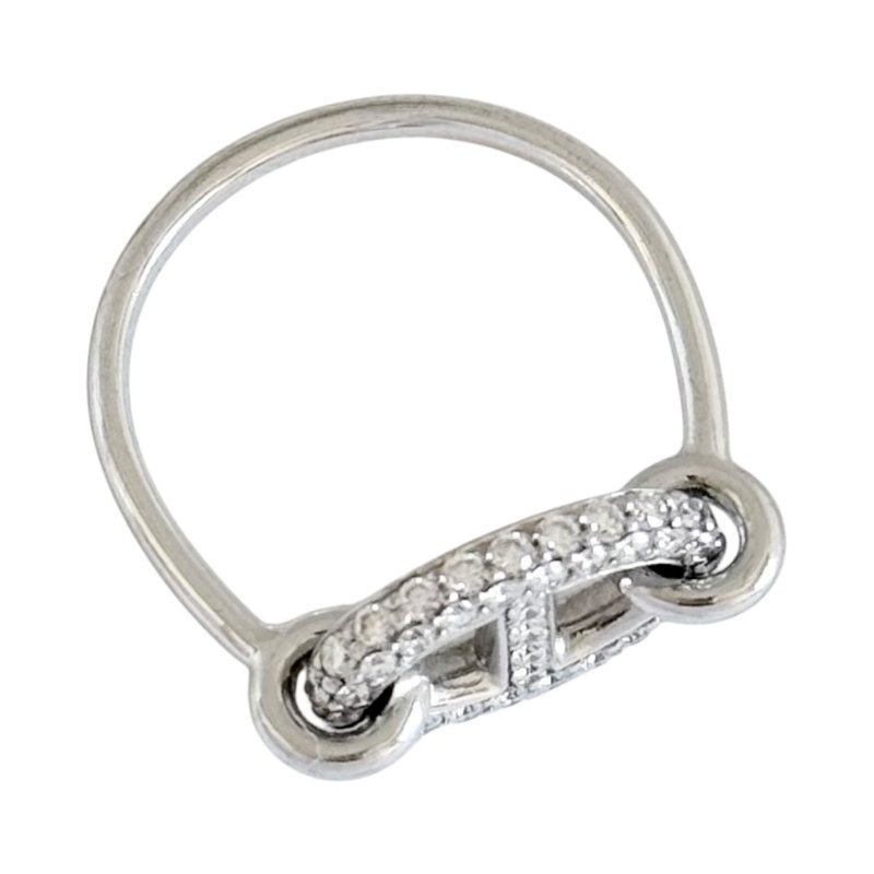 HERMES Farandole 18K白金 滿鑽豬鼻子🐽 戒子-6