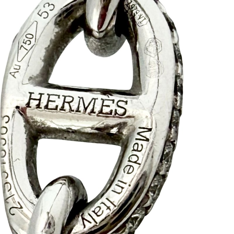 HERMES Farandole 18K白金 滿鑽豬鼻子🐽 戒子-8