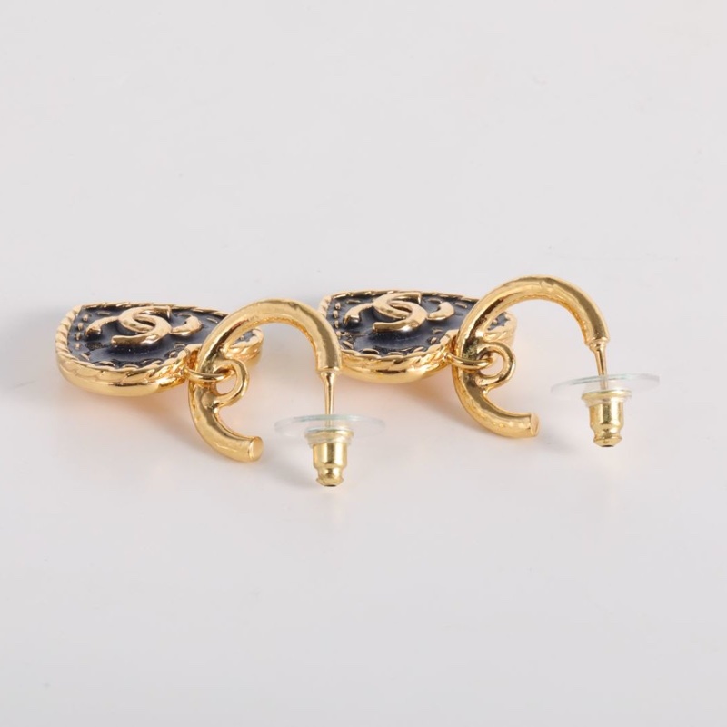 CHANEL 合金24P牛仔愛心琺瑯耳釘-4