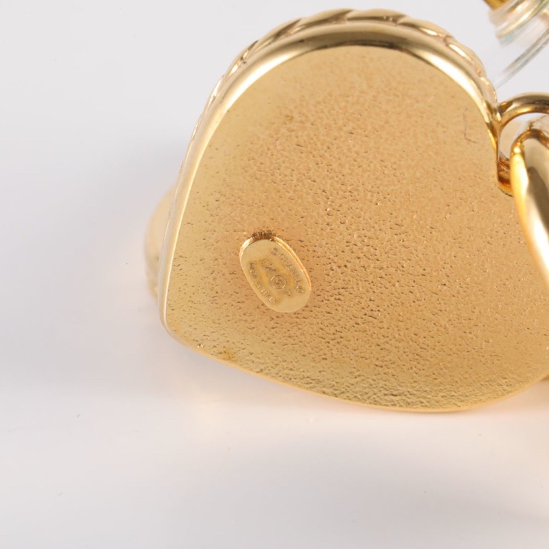 CHANEL 合金24P牛仔愛心琺瑯耳釘-5