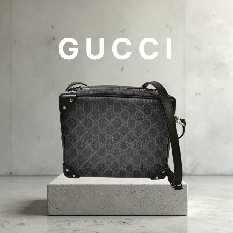 【🐴馬上下單最優惠】🧧限時降價至2/11（原$33800）【9成新】㊣✨GUCCI✨（附盒子）古馳 GG 黑灰 箱包 Box 軟盒子 盒包 箱型包 相機包 肩背包 斜背包/雙G/二手包/保證正品🌳二手樹屋🌳-0