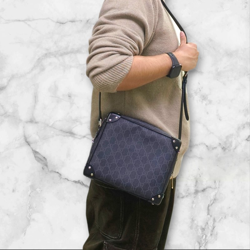 【🐴馬上下單最優惠】🧧限時降價至2/11（原$33800）【9成新】㊣✨GUCCI✨（附盒子）古馳 GG 黑灰 箱包 Box 軟盒子 盒包 箱型包 相機包 肩背包 斜背包/雙G/二手包/保證正品🌳二手樹屋🌳-39