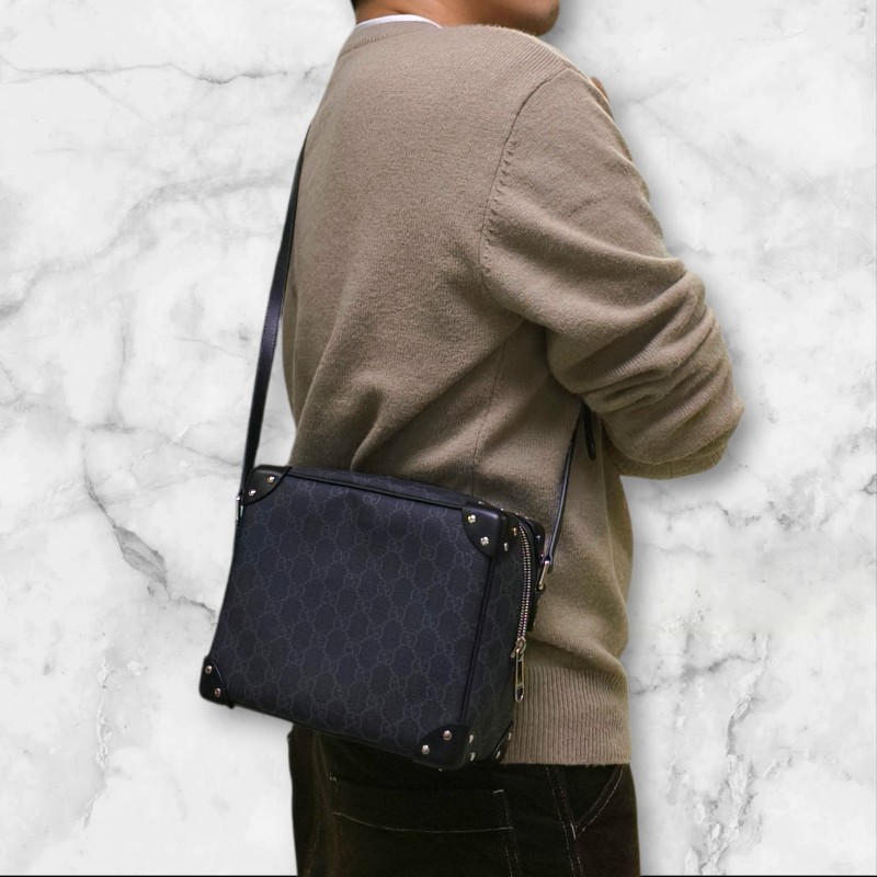 【🐴馬上下單最優惠】🧧限時降價至2/11（原$33800）【9成新】㊣✨GUCCI✨（附盒子）古馳 GG 黑灰 箱包 Box 軟盒子 盒包 箱型包 相機包 肩背包 斜背包/雙G/二手包/保證正品🌳二手樹屋🌳-40