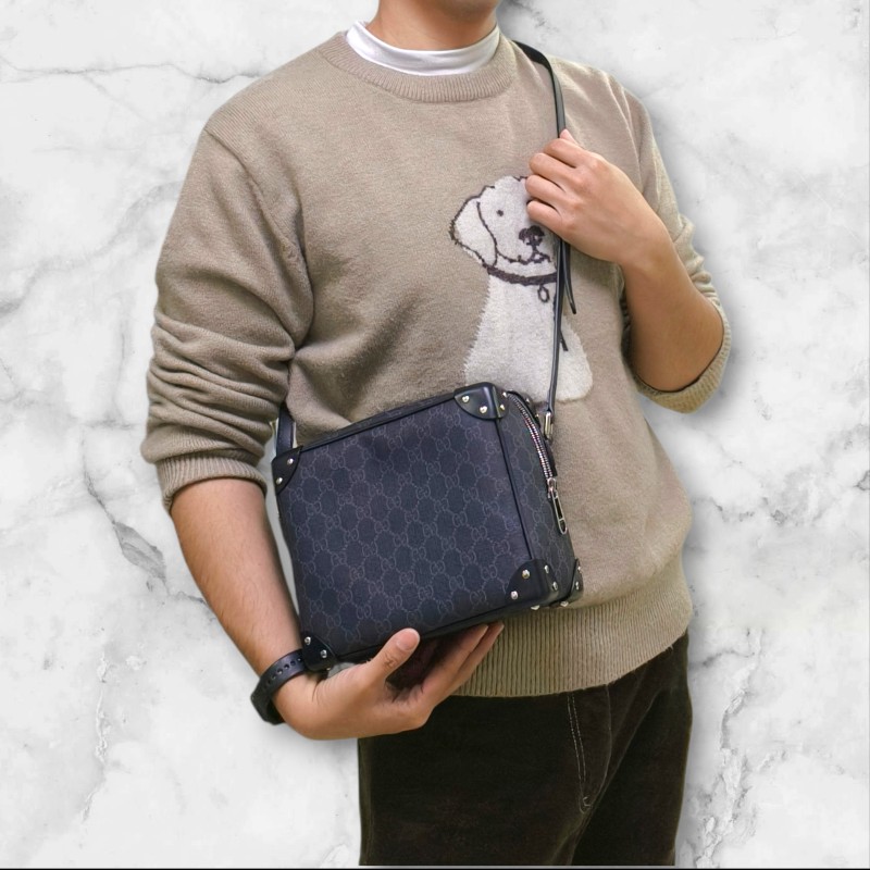 【🐴馬上下單最優惠】🧧限時降價至2/11（原$33800）【9成新】㊣✨GUCCI✨（附盒子）古馳 GG 黑灰 箱包 Box 軟盒子 盒包 箱型包 相機包 肩背包 斜背包/雙G/二手包/保證正品🌳二手樹屋🌳-41