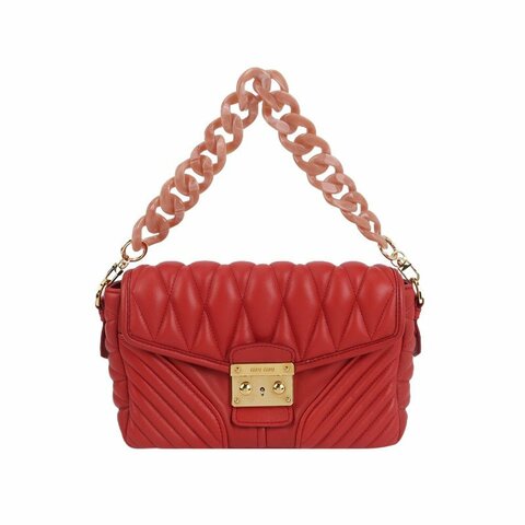 Miu Miu羊皮純色字母Logo手提包