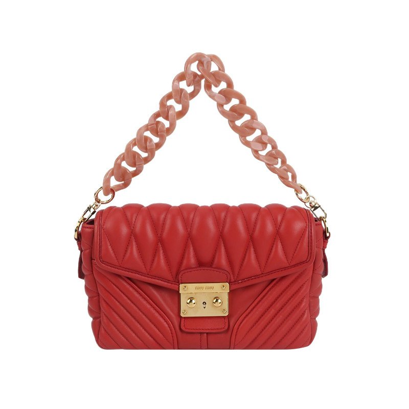 Miu Miu羊皮純色字母Logo手提包-0