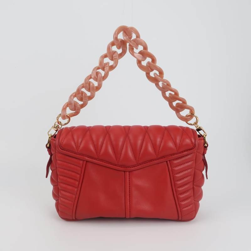 Miu Miu羊皮純色字母Logo手提包-4