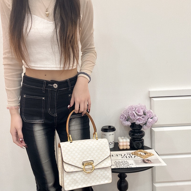 Celine 白色老花雙子星手提包 vintage 二手 中古-3