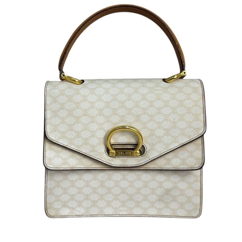 Celine 白色老花雙子星手提包 vintage 二手 中古-5