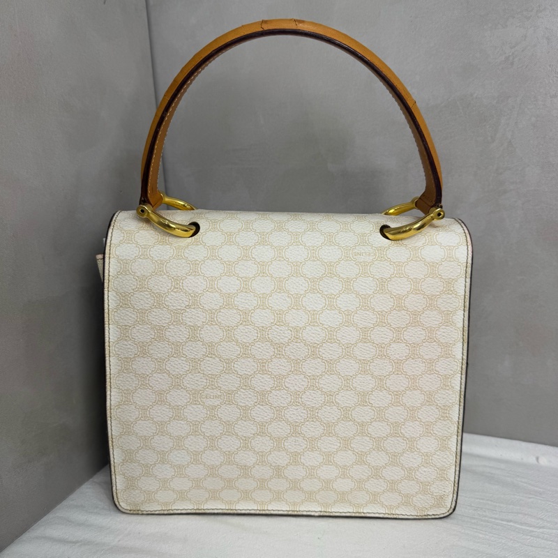 Celine 白色老花雙子星手提包 vintage 二手 中古-6
