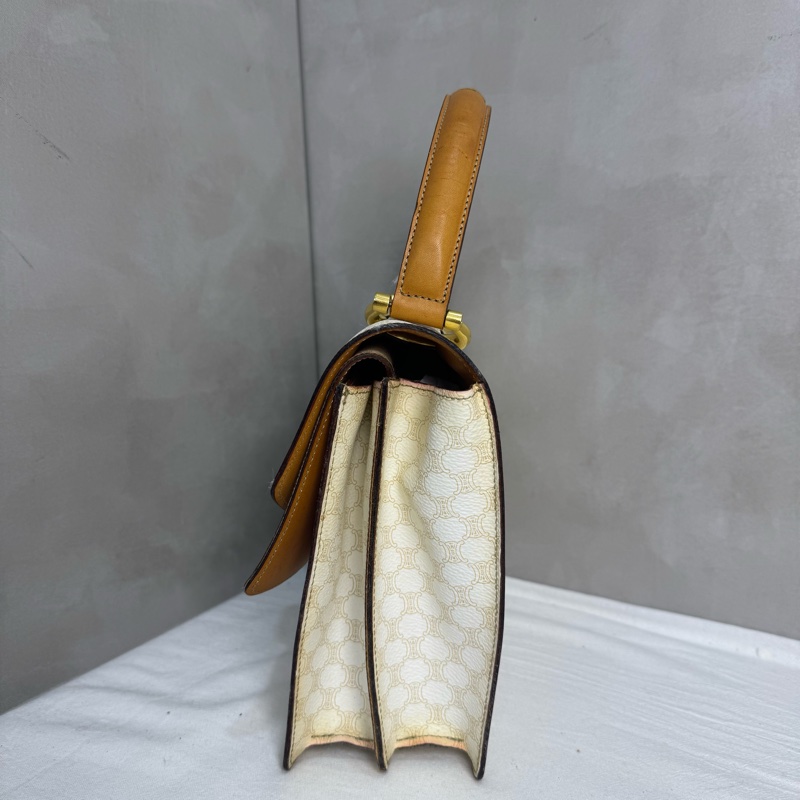 Celine 白色老花雙子星手提包 vintage 二手 中古-7