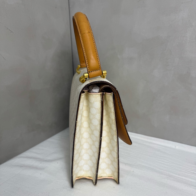 Celine 白色老花雙子星手提包 vintage 二手 中古-8