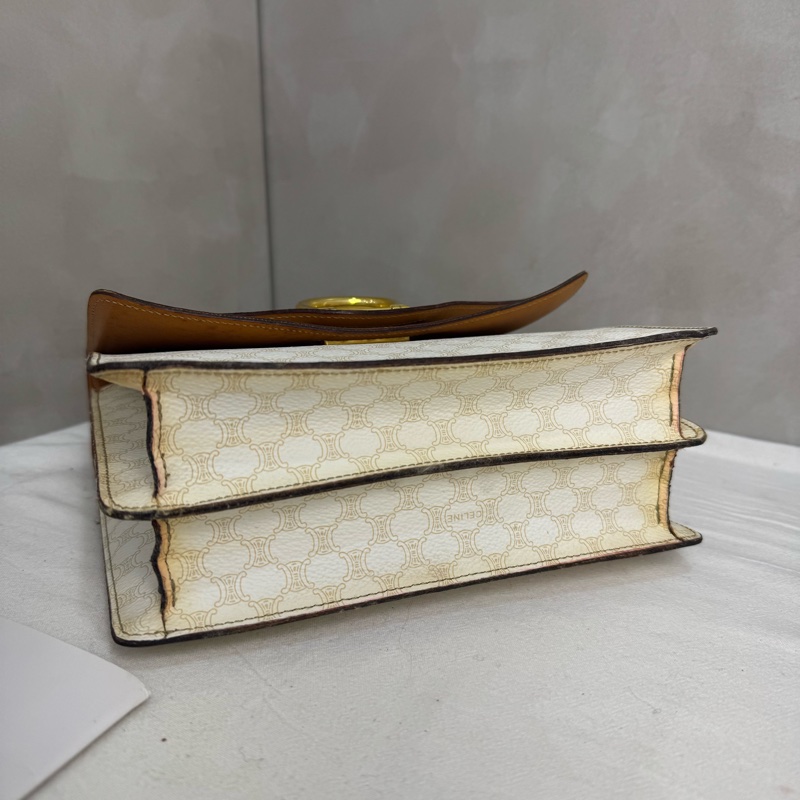 Celine 白色老花雙子星手提包 vintage 二手 中古-9