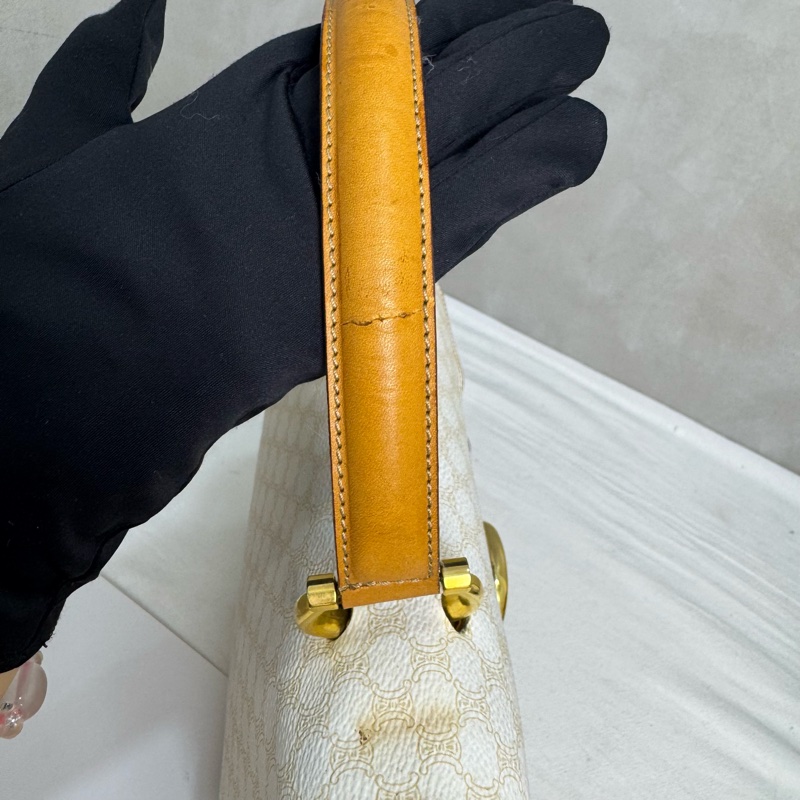 Celine 白色老花雙子星手提包 vintage 二手 中古-12