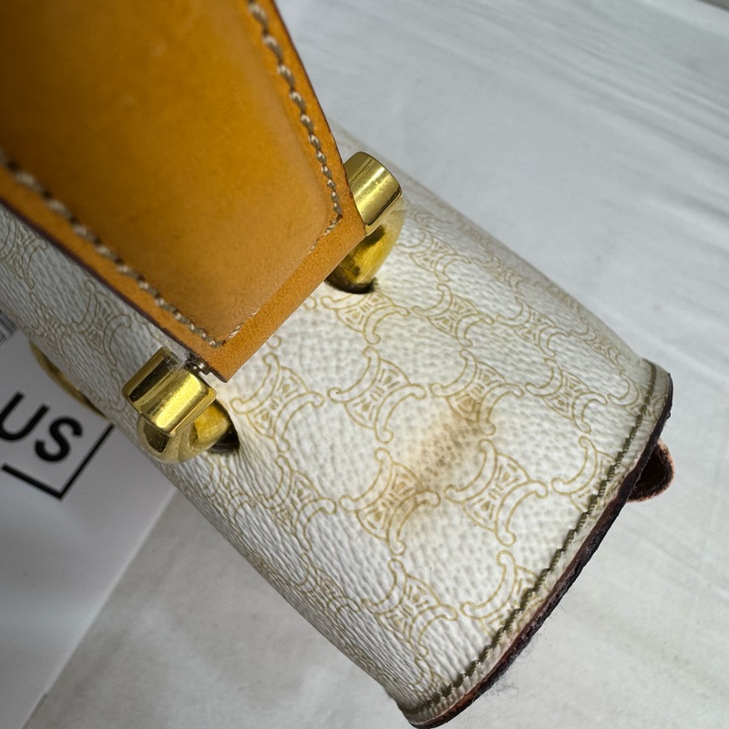 Celine 白色老花雙子星手提包 vintage 二手 中古-14