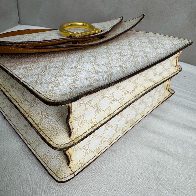 Celine 白色老花雙子星手提包 vintage 二手 中古-17