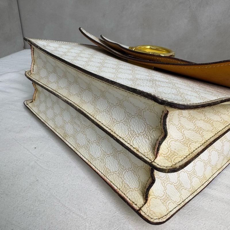 Celine 白色老花雙子星手提包 vintage 二手 中古-18