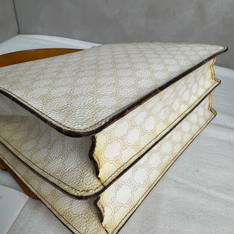 Celine 白色老花雙子星手提包 vintage 二手 中古-19