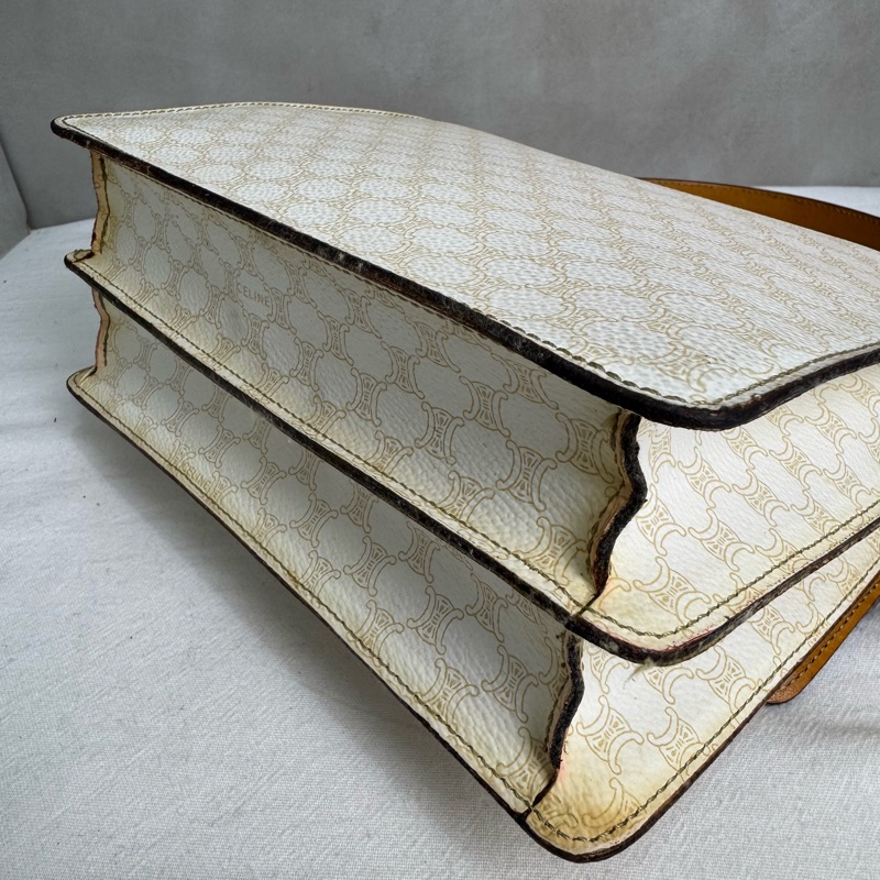 Celine 白色老花雙子星手提包 vintage 二手 中古-20