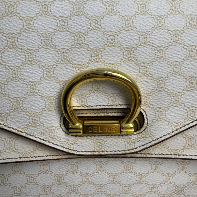 Celine 白色老花雙子星手提包 vintage 二手 中古-21
