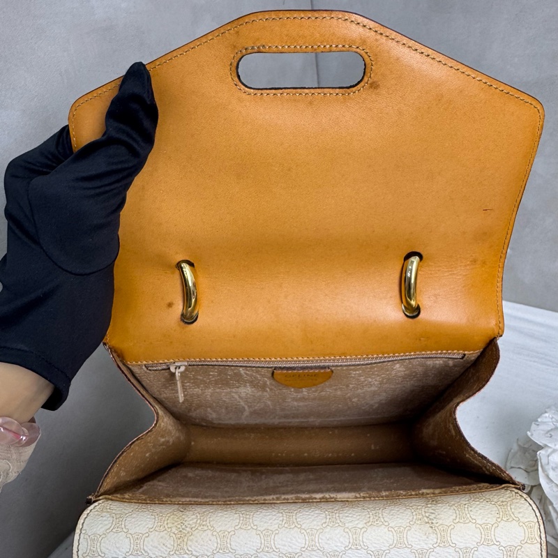 Celine 白色老花雙子星手提包 vintage 二手 中古-23