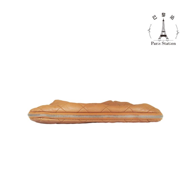 【巴黎站二手名牌專賣店】＊現貨＊CHANEL 香奈兒 真品*泰奶色菱格紋皮革大雙C縫線拉鍊單肩包 肩背包-2