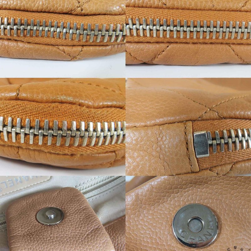 【巴黎站二手名牌專賣店】＊現貨＊CHANEL 香奈兒 真品*泰奶色菱格紋皮革大雙C縫線拉鍊單肩包 肩背包-7