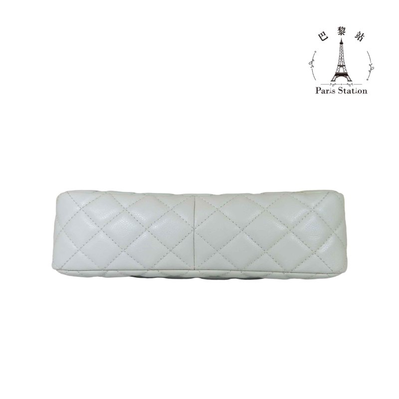 【巴黎站二手名牌專賣店】＊現貨＊CHANEL香奈兒真品＊冰川藍菱格紋荔枝皮革JUMBO 30銀雙C 斜背肩背鍊包-2