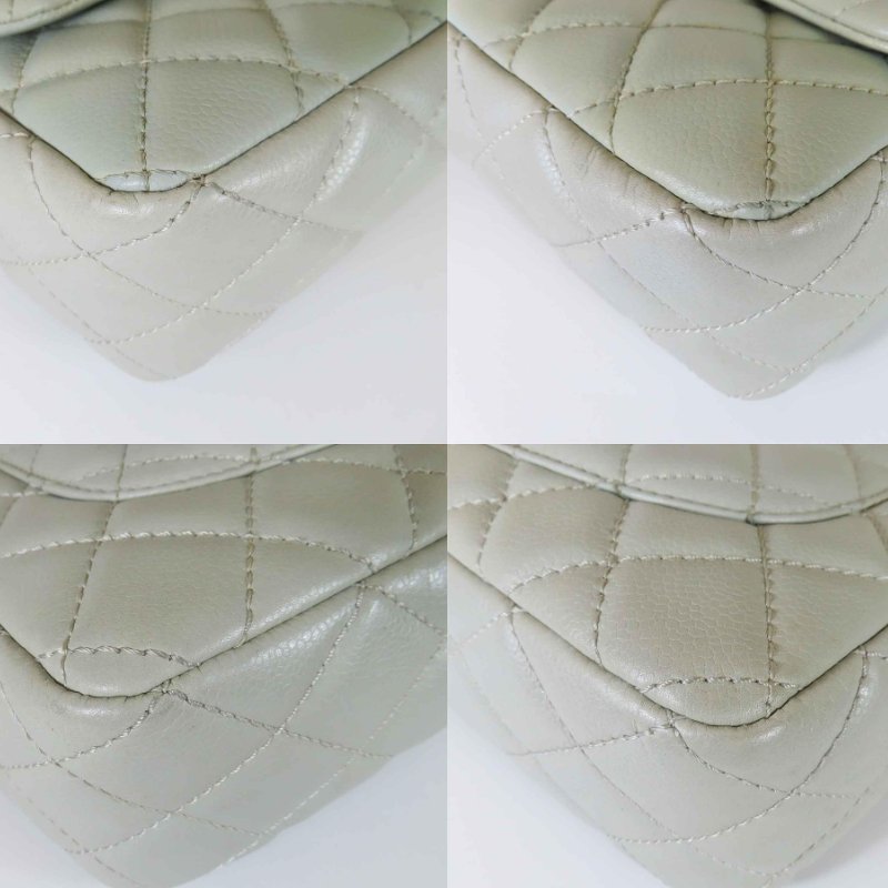 【巴黎站二手名牌專賣店】＊現貨＊CHANEL香奈兒真品＊冰川藍菱格紋荔枝皮革JUMBO 30銀雙C 斜背肩背鍊包-4