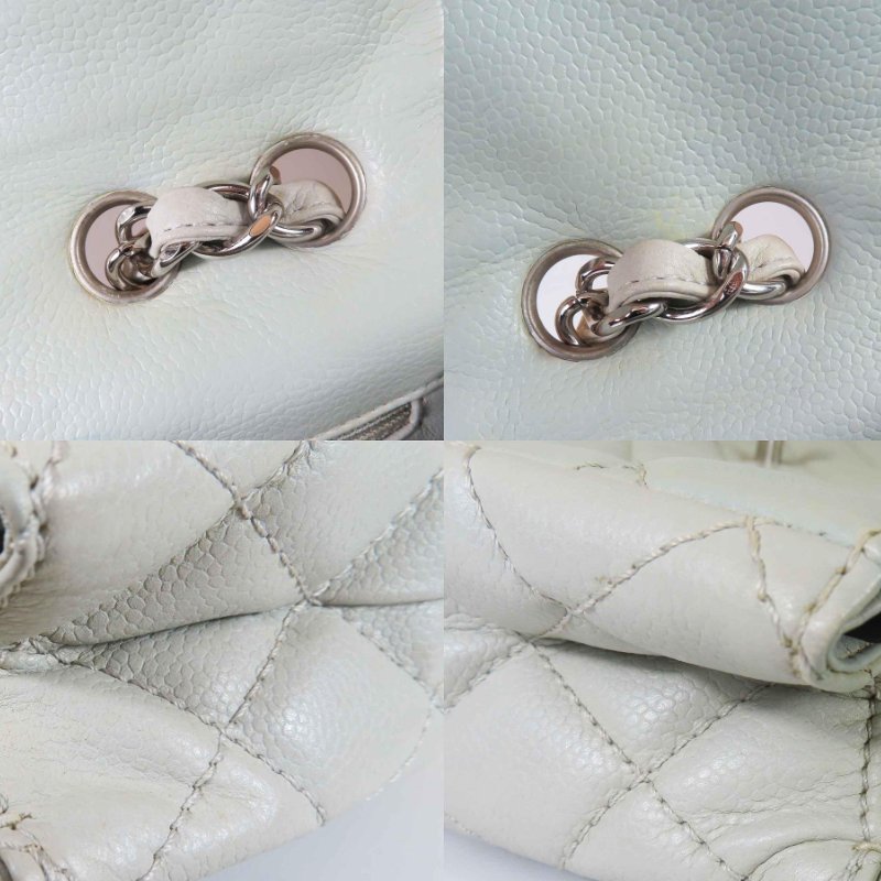 【巴黎站二手名牌專賣店】＊現貨＊CHANEL香奈兒真品＊冰川藍菱格紋荔枝皮革JUMBO 30銀雙C 斜背肩背鍊包-5