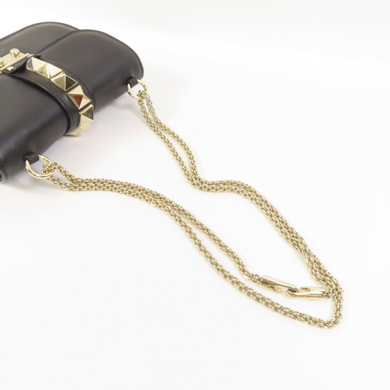 Valentino 牛皮皮革Mini Rockstud Glam Lock金扣肩背袋-4