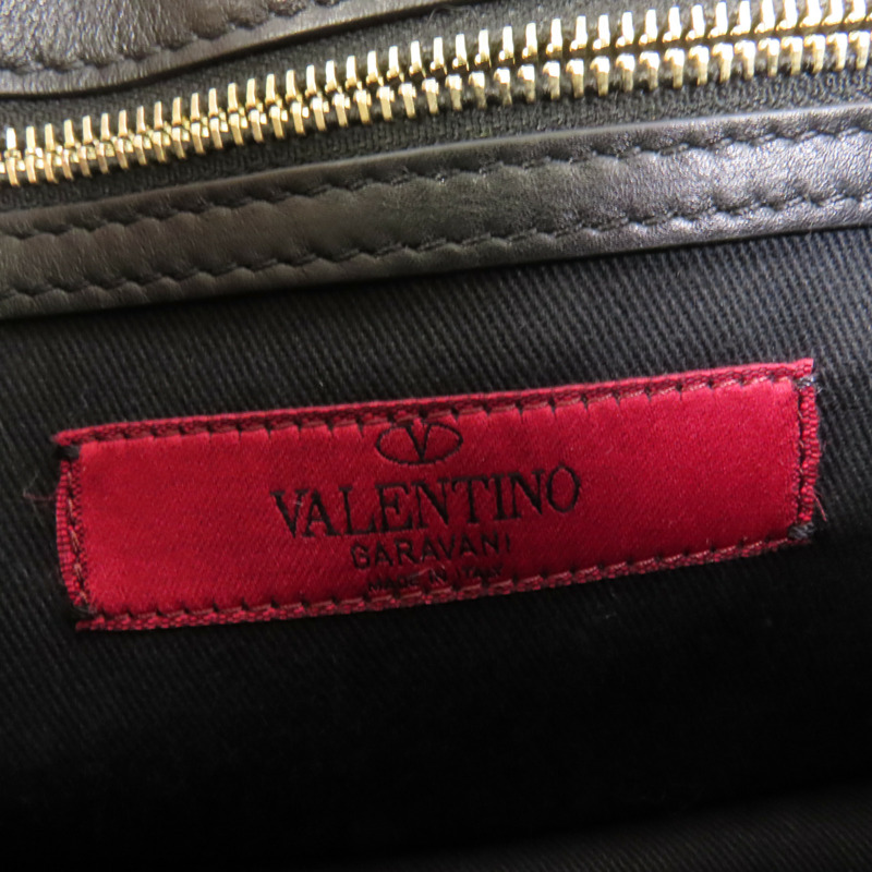 Valentino 牛皮皮革Mini Rockstud Glam Lock金扣肩背袋-7